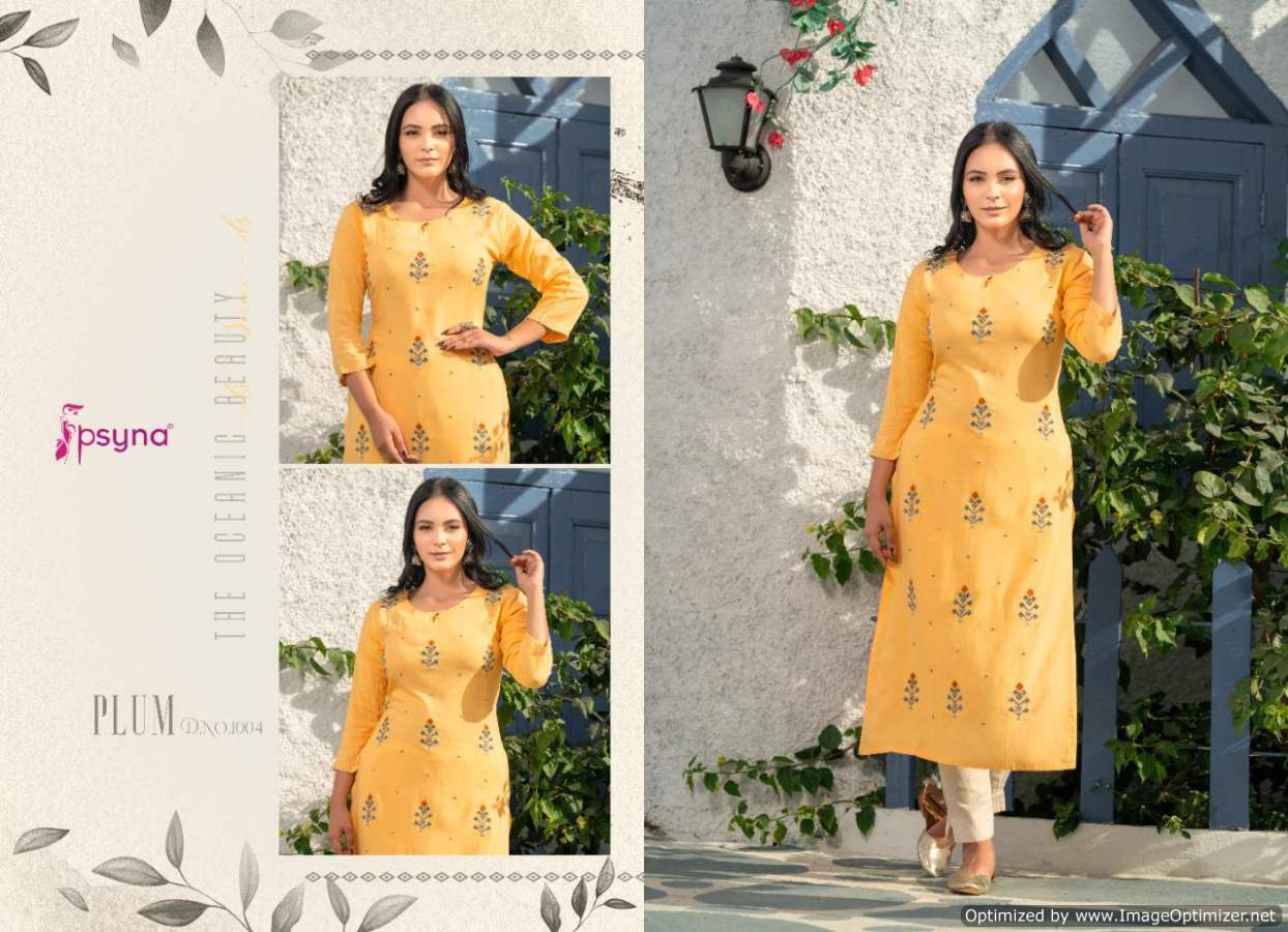 Psyna Plum Latest Ethnic Wear Rayon Embroidery Kurti Collection